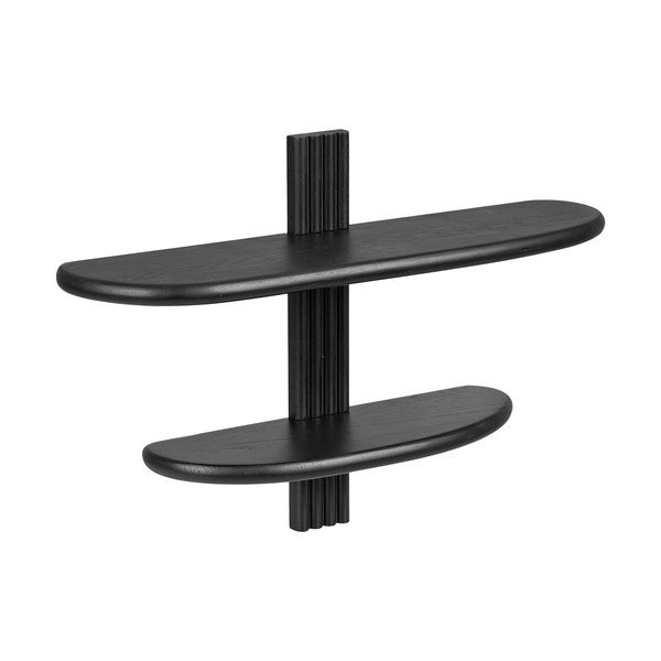 Mensola nera in rovere massiccio con ripiani multipli 65 cm Aliano – House Nordic