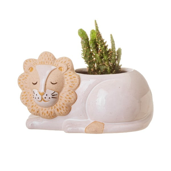 Vaso bianco e beige, ø 7 cm Leo Lion - Sass & Belle