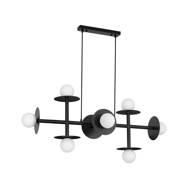 Lampadario bianco/nero in metallo con paralume in vetro Pielo – Nova Luce