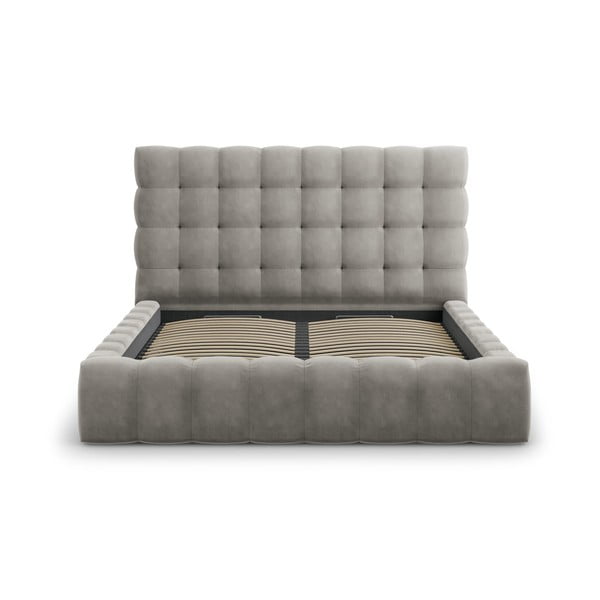 Letto matrimoniale imbottito grigio chiaro con contenitore con griglia 180x200 cm Bali - Cosmopolitan Design-image-2