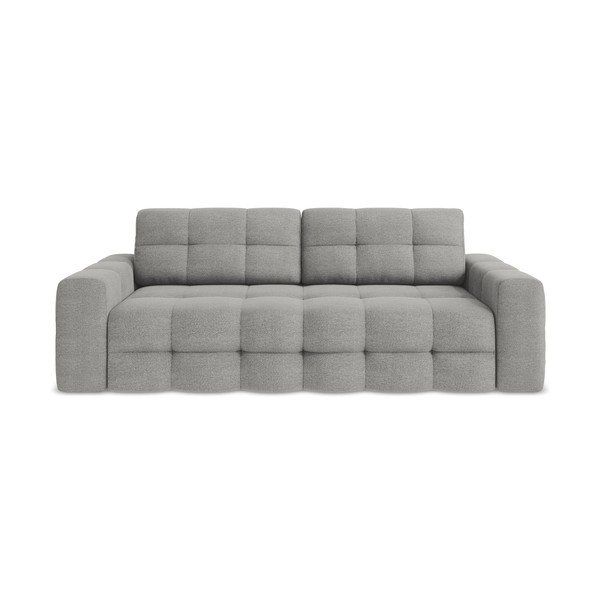 Divano grigio allungabile con rivestimento in bouclé 255 cm Milu – Makamii