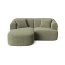 Divano angolare verde (con penisola a sinistra/con chaise lounge) con rivestimento in velluto a coste Campi – Cosmopolitan Design