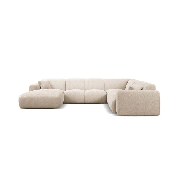 Divano angolare beige (a U) con rivestimento in bouclé Molino – Micadoni -image-1