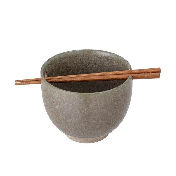 Ciotola in gres grigio con bacchette , ø 13 cm Masami - Bloomingville-image-2