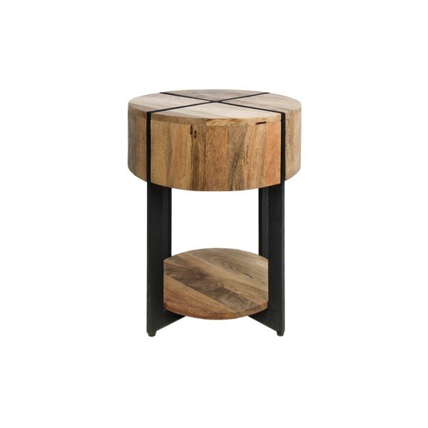 Tavolino Jackso in legno di mango grezzo, , 40 x 51 cm - HSM collection-image-1