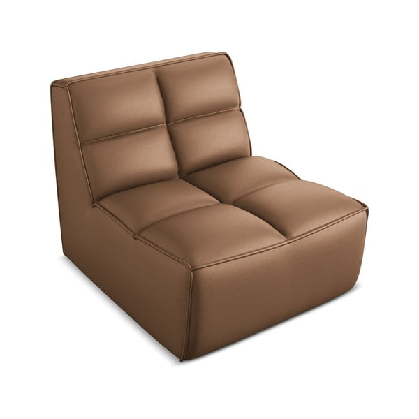 Parte divano componibile marrone con rivestimento in finta pelle Kalai – Makamii-image-1