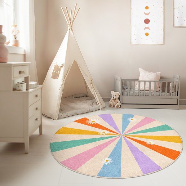 Tappeto per bambini lavabile ø150 cm Rainbow Daisy – Mila Home-image-1