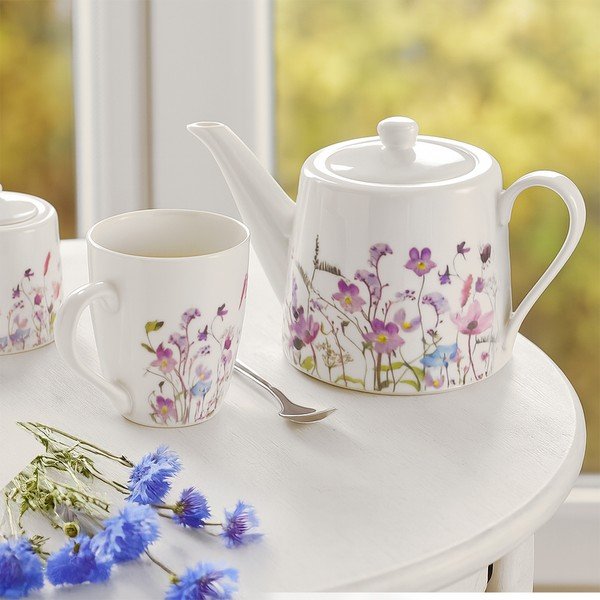 Teiera bianca/viola in porcellana 1 l Louka – Orion-image-1