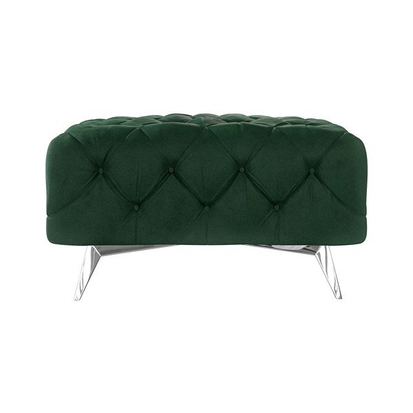 Poggiapiedi verde scuro con rivestimento in velluto Chelsea – Ropez