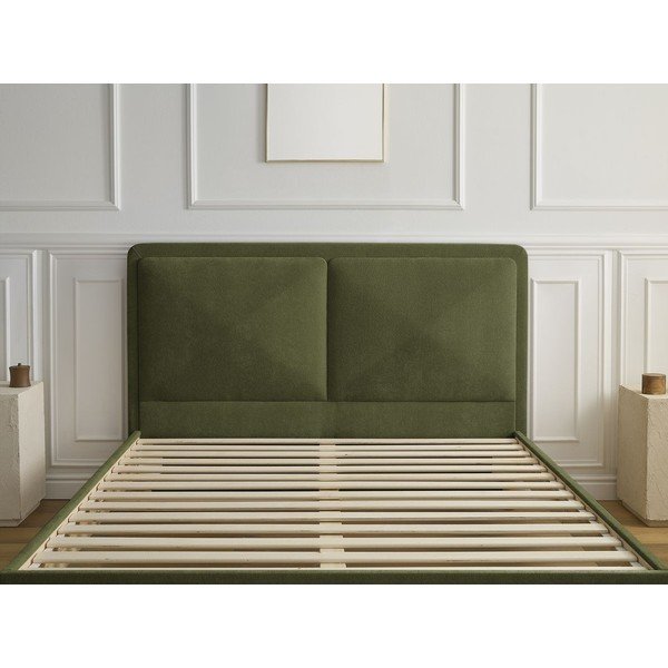 Letto matrimoniale imbottito verde imbottito con rete inclusa 180x200 cm Mara – Bobochic Paris-image-2