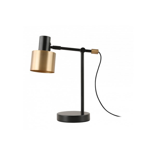 Lampada da tavolo con paralume in metallo nero e oro (altezza 35 cm) Selvia II - GTV