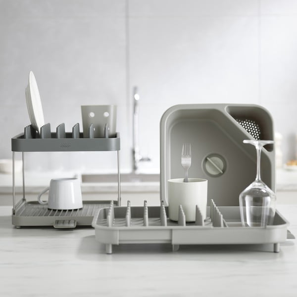 Scolapiatti regolabile grigio in plastica 34x37 cm Duo - Joseph Joseph-image-1