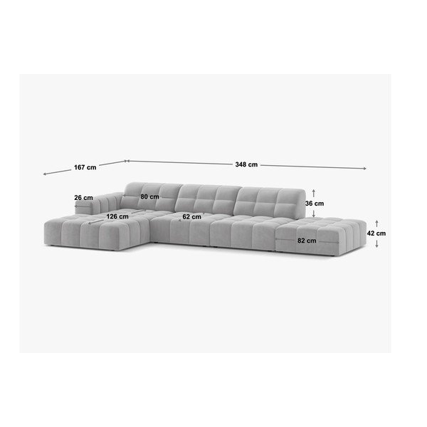 Divano angolare color crema (con penisola a destra/con chaise lounge) con rivestimento in ciniglia Chicago – Cosmopolitan Design-image-4