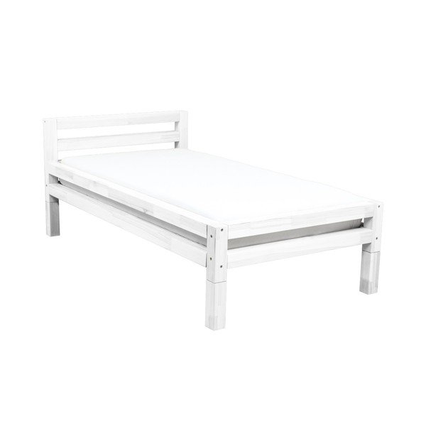 Letto singolo bianco in legno di abete rosso Singolo, 80 x 200 cm - Benlemi-image-1