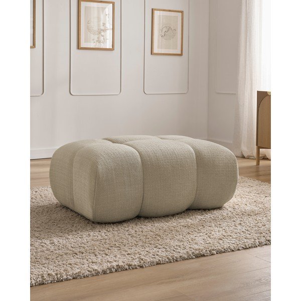 Poggiapiedi beige con rivestimento in ciniglia Ivane – Bobochic Paris-image-1