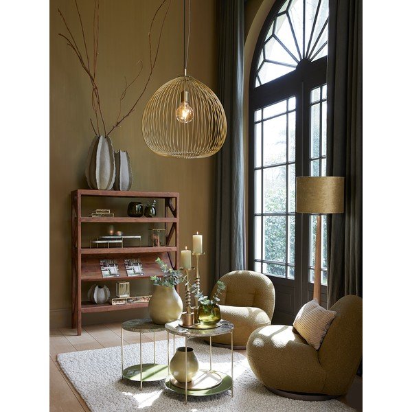 Poltrona in tessuto bouclé verde Gumaca - Light & Living-image-4