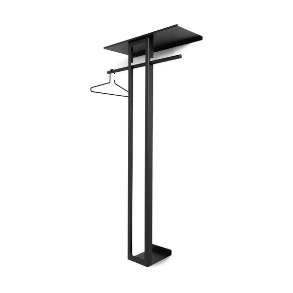 Attaccapanni da parete nero in acciaio con scaffale 70 cm Luno Large – Spinder Design-image-3