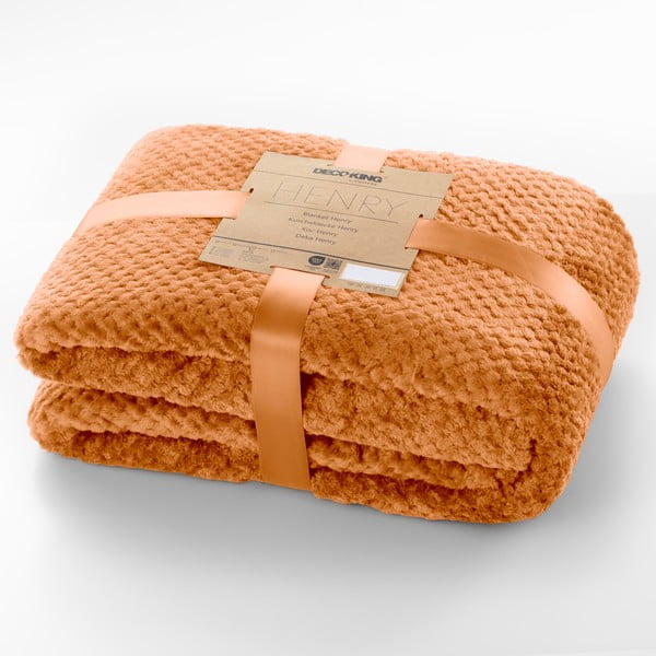 Coperta in microfibra arancione scuro, 220 x 240 cm Henry - DecoKing-image-3