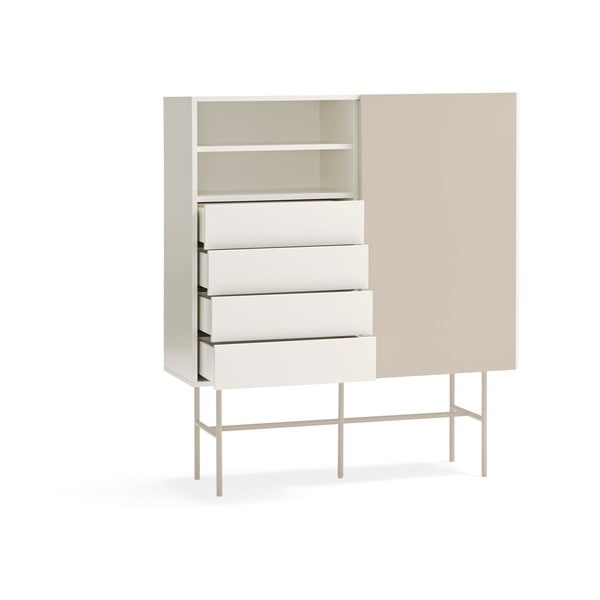 Cassettiera beige/color crema con porte scorrevoli 120x140x45 cm Nube – Teulat-image-3