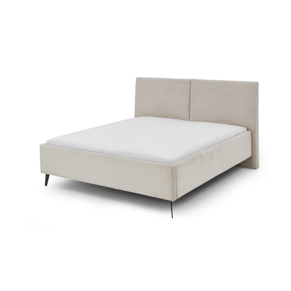 Letto matrimoniale imbottito beige con contenitore con rete inclusa 180x200 cm Lando – Meise Möbel