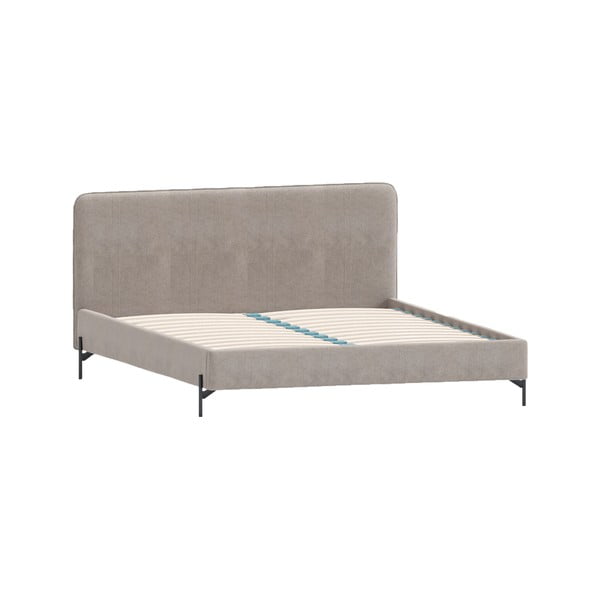 Letto matrimoniale imbottito marrone chiaro con griglia 140x200 cm Barker - Ropez