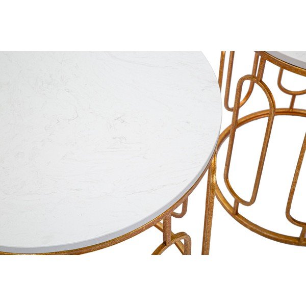 Set di tavolini rotondi con piano effetto marmo 2 pz ø 46 cm Tory – Mauro Ferretti-image-4