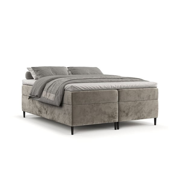 Letto boxspring marrone chiaro con contenitore 140x200 cm Araya - Maison de Rêve-image-2