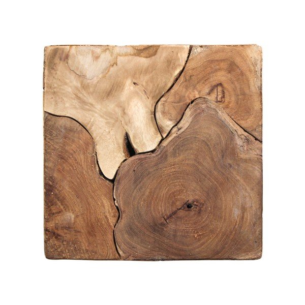 Tavolino cubo in legno di teak non trattato, 30 x 35 cm - HSM collection-image-1