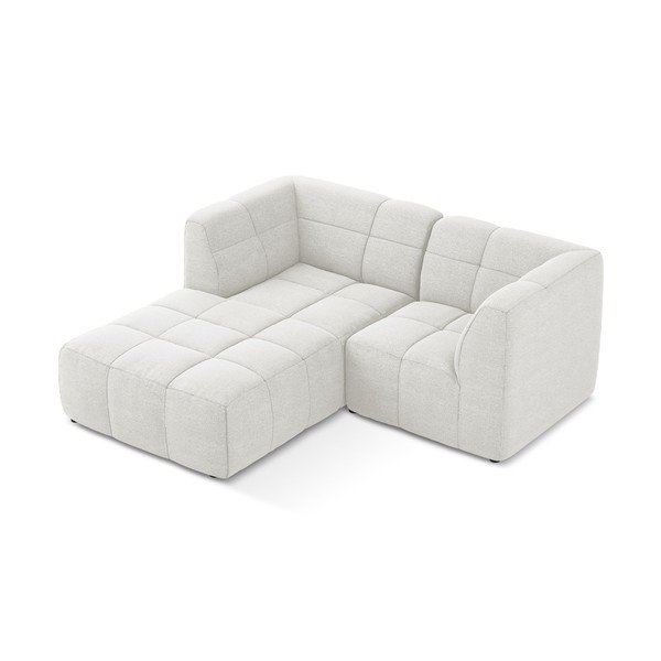 Divano angolare bianco (con penisola a sinistra/con chaise lounge) con rivestimento in bouclé Aloha – Makamii-image-3