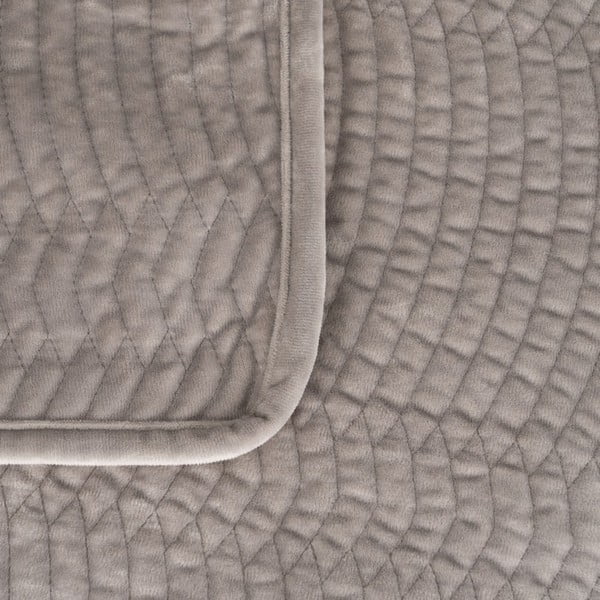 Copriletto grigio in velluto con rivestimento trapuntato 230x260 cm – Ixia-image-1