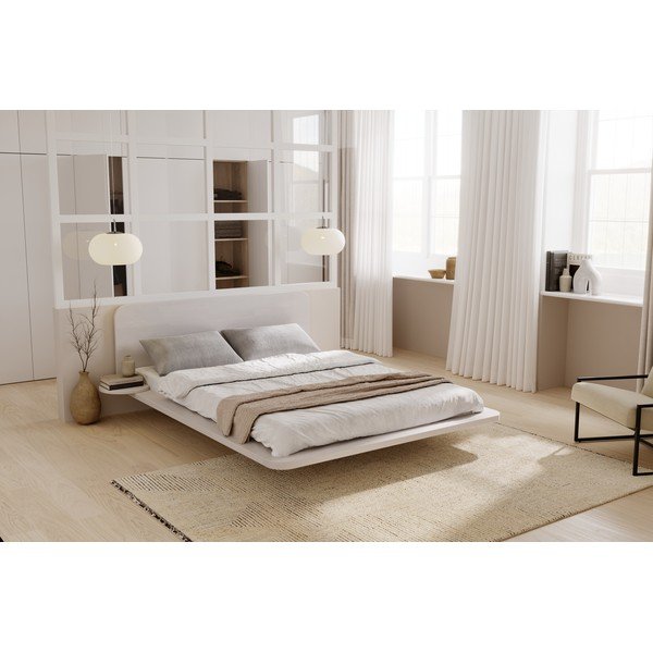 Letto matrimoniale in faggio bianco 140x200 cm Japandic - Skandica-image-4