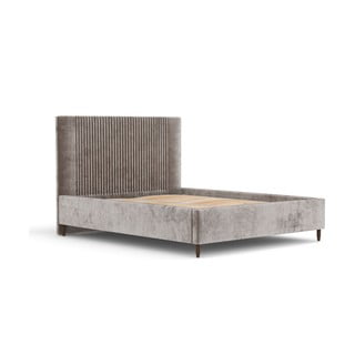 Letto matrimoniale imbottito beige con contenitore con rete inclusa 160x200 cm Etero – Maison de Rêve