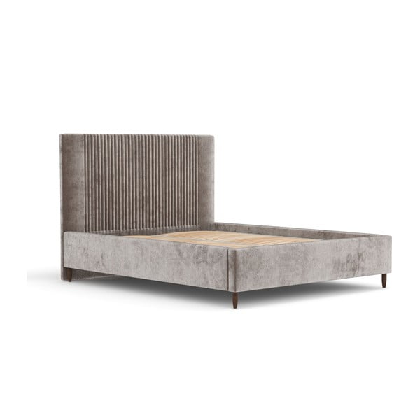 Letto matrimoniale beige imbottito con spazio contenitivo con griglia inclusa 160x200 cm Etero – Maison de Rêve