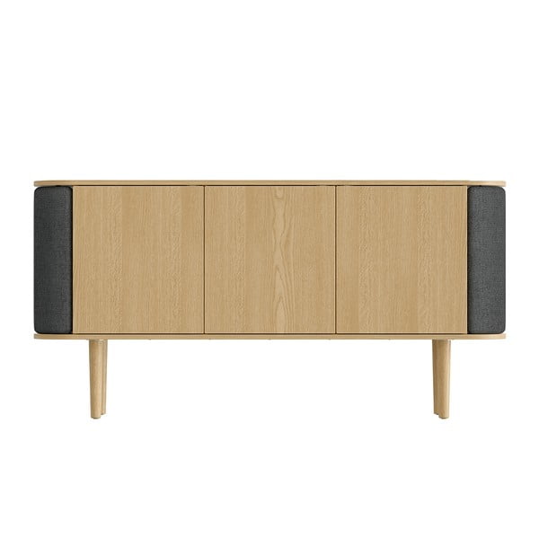 Cassettiera bassa in rovere decorato in colore antracite-naturale 150x75 cm Treasures - UMAGE-image-3