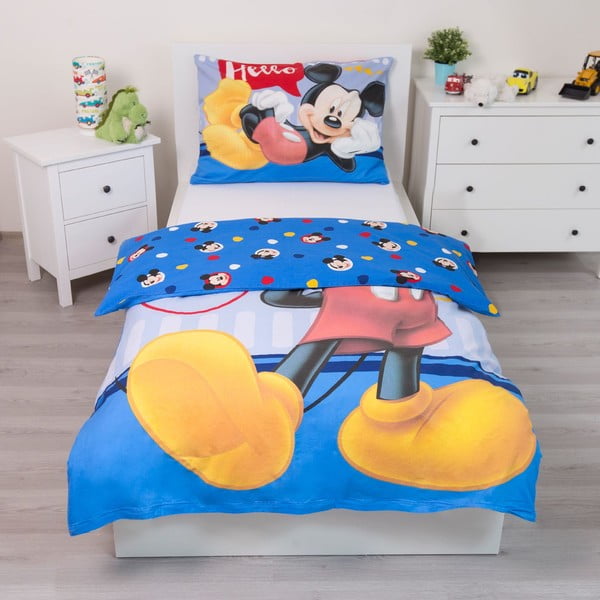 Biancheria da letto per bambini in cotone per letto singolo 140x200 cm  Mickey "Hello" – Jerry Fabrics-image-2