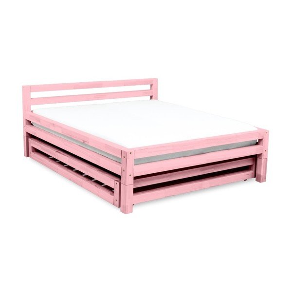 Letto matrimoniale in abete rosa Doppio, 200 x 200 cm - Benlemi-image-2