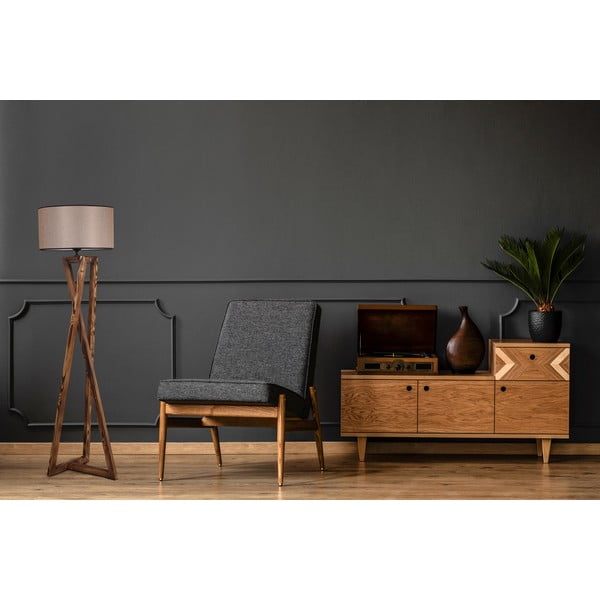 Lampada da terra marrone con paralume in tessuto (altezza totale 149 cm) Maçka – Opviq lights-image-1