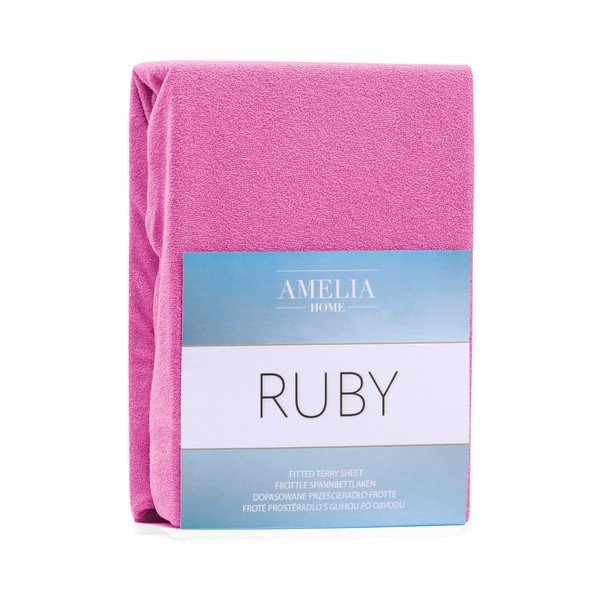 Lenzuolo con angoli fucsia per letto matrimoniale Siesta, 200/220 x 200 cm Ruby - AmeliaHome-image-1