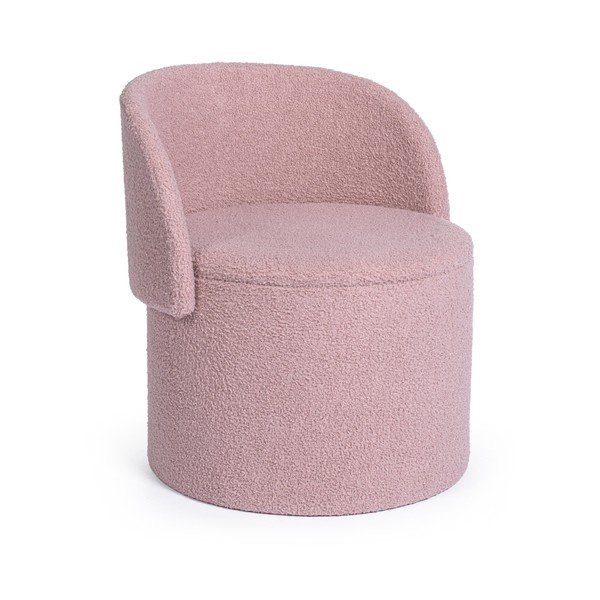 Poggiapiedi rosa polveroso con rivestimento in bouclé Anthea – Yes Everyday