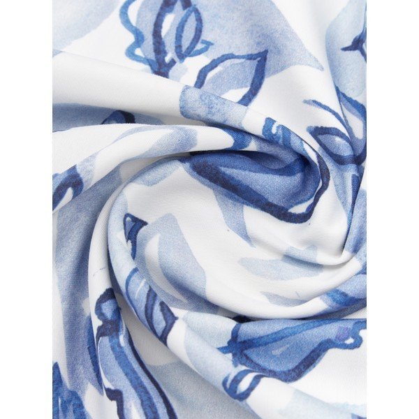 Biancheria da letto singola in cotone sateen bianco e blu , 135 x 200 cm Ryle - Westwing Collection-image-1