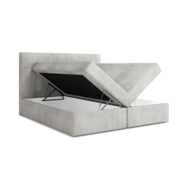 Letto boxspring argentato con contenitore 140x200 cm Palta – Makamii-image-1