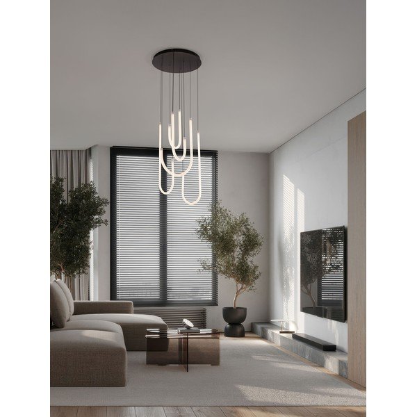 Lampadario LED bianco/nero opaco in acciaio con paralume in vetro acrilico con intensità regolabile ø 50 cm Topaz – Nova Luce-image-1