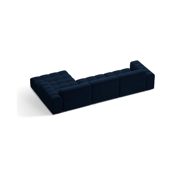 Divano angolare blu scuro (con penisola a destra/con chaise lounge) con rivestimento in velluto Chicago – Cosmopolitan Design-image-2