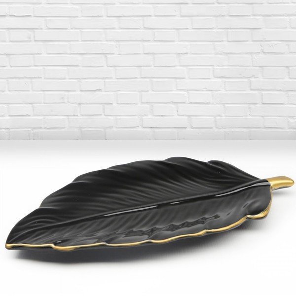 Vassoio decorativo in ceramica Leaf - Mioli Decor-image-1