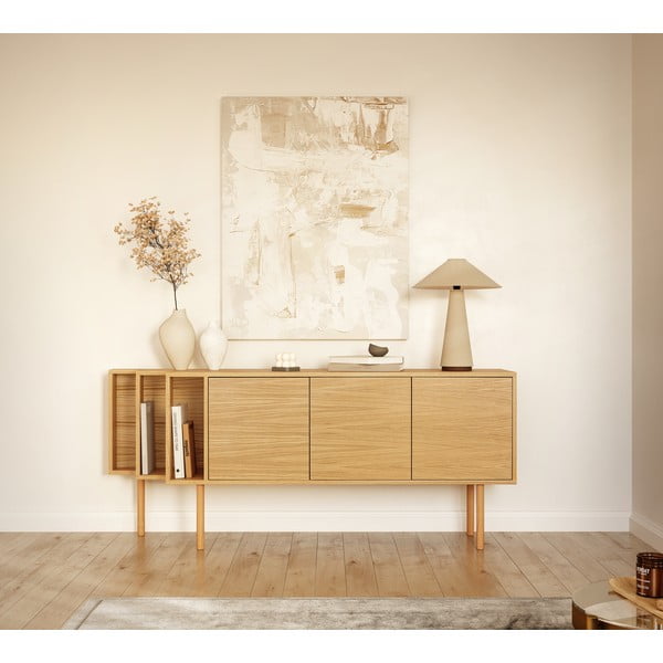 Cassettiera di colore naturale con effetto rovere 189x65x44 cm Shift – Woodman-image-1