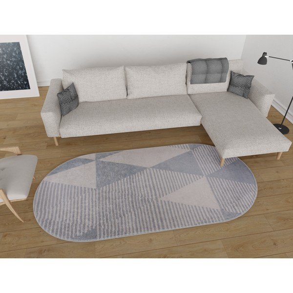 Tappeto lavabile grigio 80x120 cm Oval - Vitaus-image-1