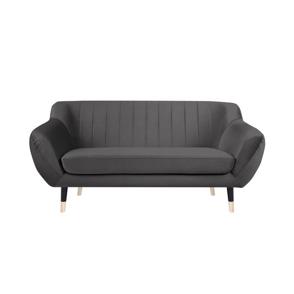 Divano grigio con gambe nere Benito, 158 cm - Mazzini Sofas