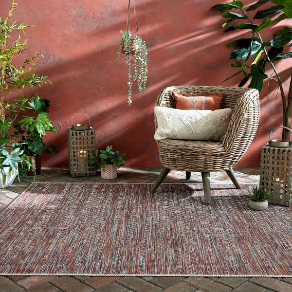 Tappeto rosso per esterni 200x290 cm Sunset - Flair Rugs-image-1