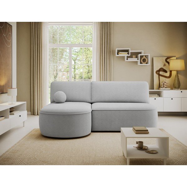 Divano angolare grigio allungabile/con contenitore (con penisola a sinistra/con chaise lounge) con rivestimento in ciniglia Livosa – ELTAP-image-2