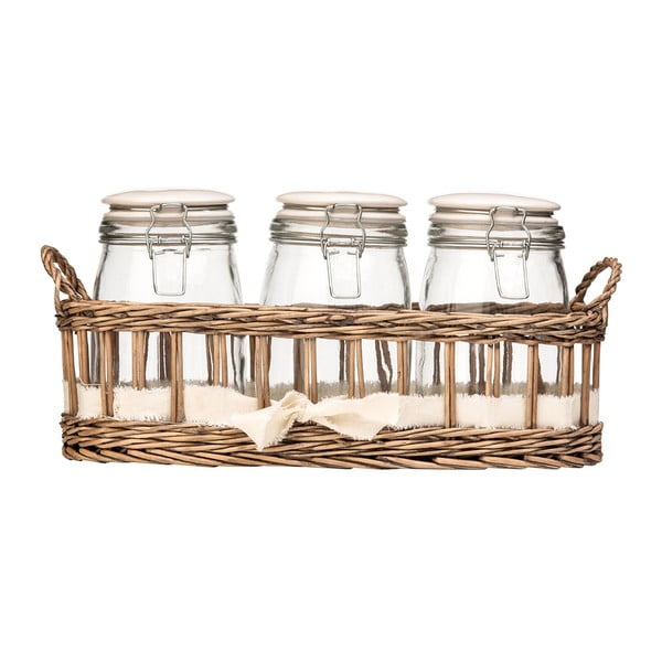 Set di 3 barattoli in cestino, 1000 ml Country Cottage - Premier Housewares